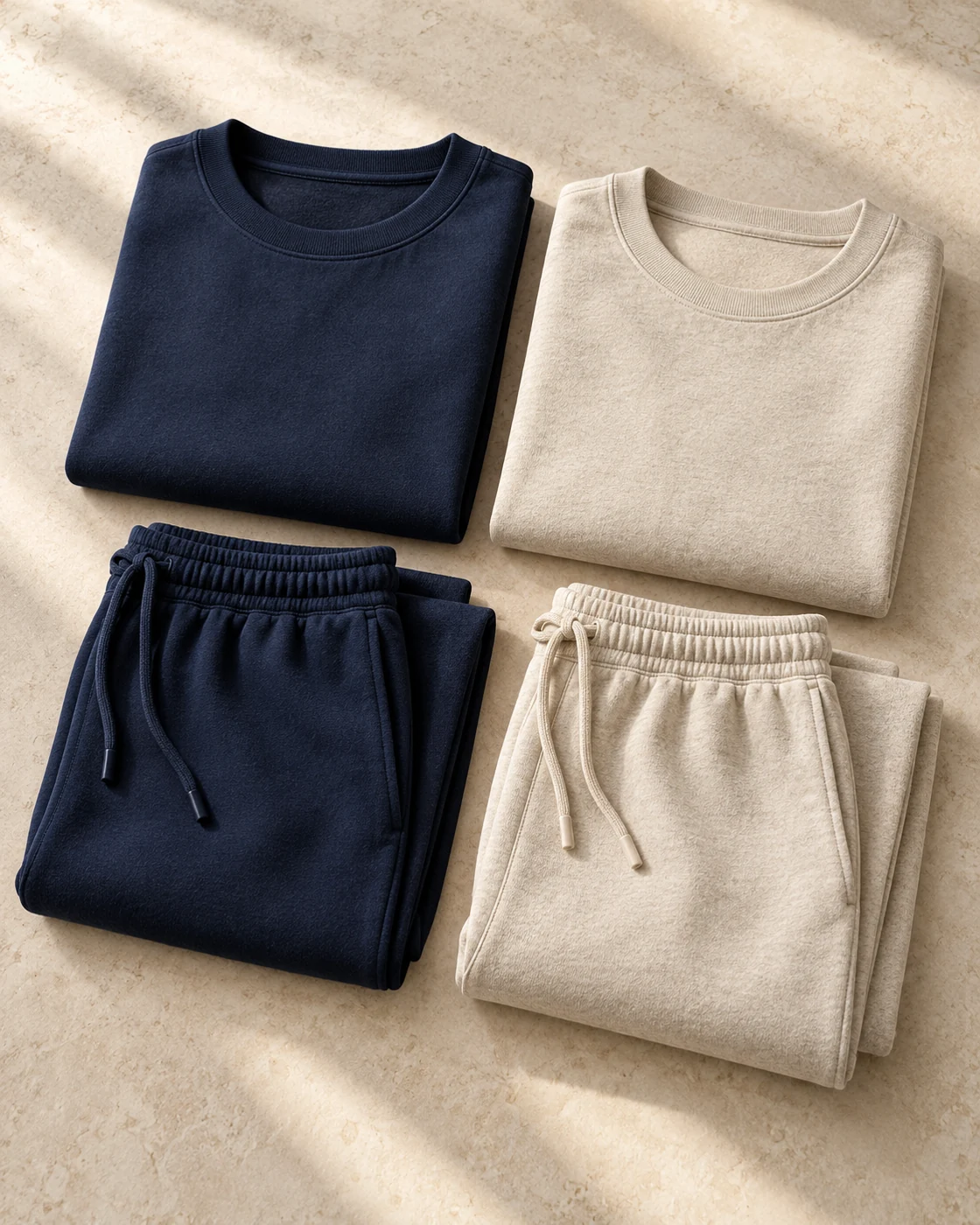 Folded matching knit loungewear sets